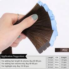 Mini Tape In Hair Extensions Human Hair Blonde Black Brown Hair Invisible Skin Weft Adhesive Non-Remy Hair Tape Ins 12 16 20 Inch 10pcs/Pack - Chocolate Brown - View 2