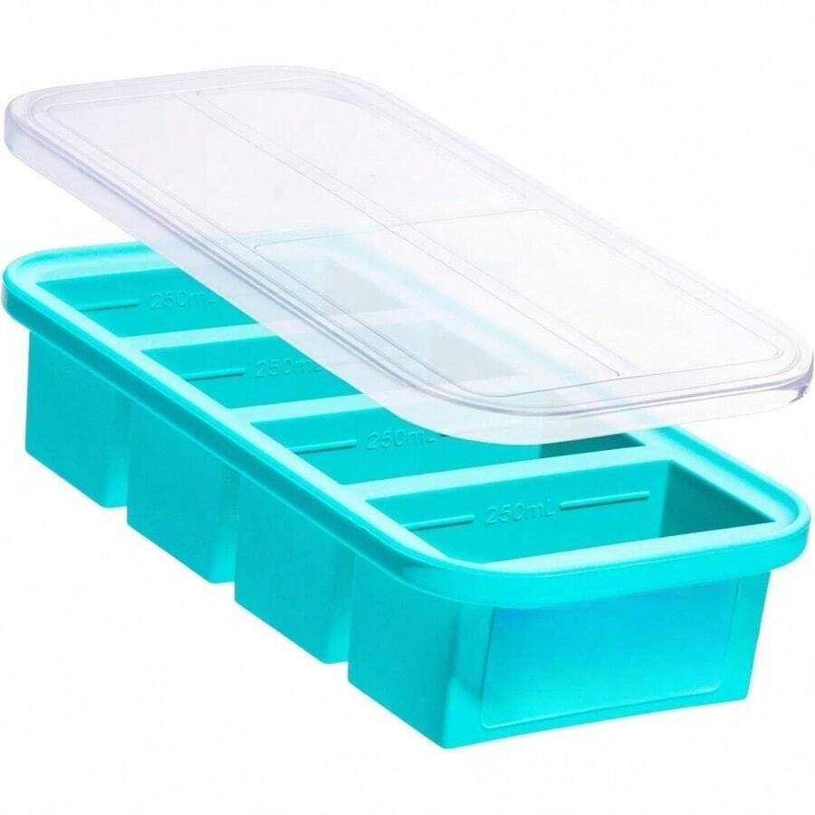 1 Cup Silicone Freezer Tray With Lids, Perfect For Storing Broth, Leftovers, Ri, Sau And More, Silicone Soup Freezer Molds For Meal Prepping  Sprles  2Pack - Aqua + 1 件裝 - 查看 1