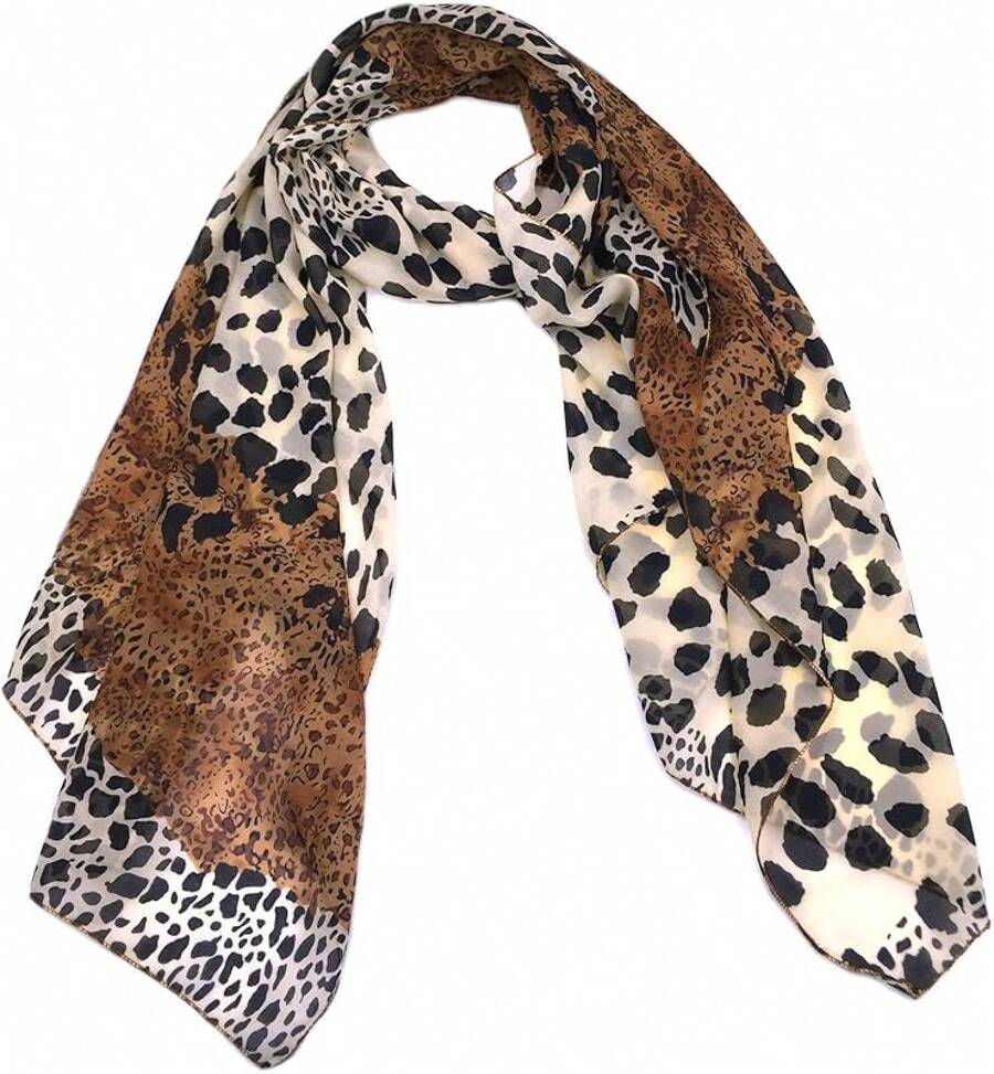 ™ Fashionable Soft Chiffon Scarfhalloween - 豹紋/剖面印花 - 查看 1