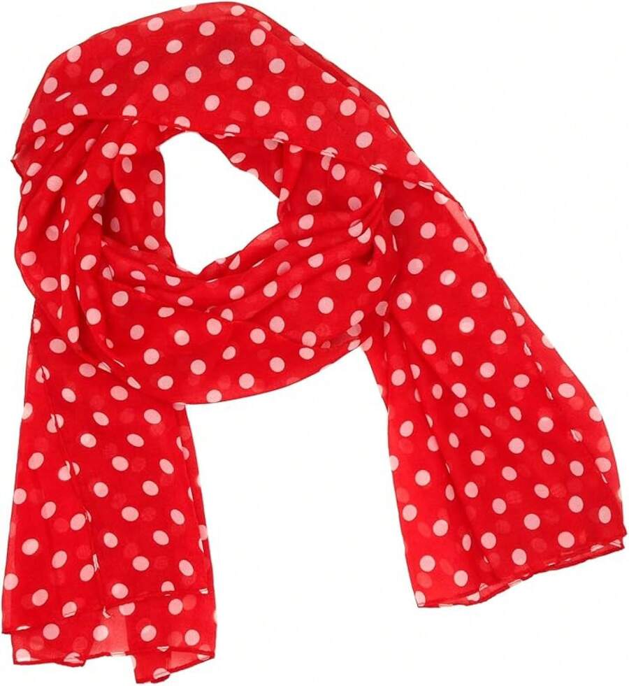 ™ Fashionable Soft Chiffon Scarfhalloween - Polka Dots / Red - View 1
