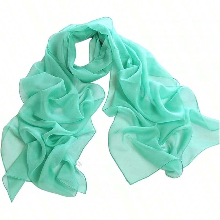™ Fashionable Soft Chiffon Scarfhalloween - 固體/薄荷 - 查看 1