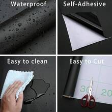 Papel Tapiz para Pared Autoadherible Papel de Con Textura Negro, 40 x 300cm Papel Tapel Decorativo Removible Vinil Adhesivo Papel Pintado para Pelar y Pegar - Mate negro - Ver 9