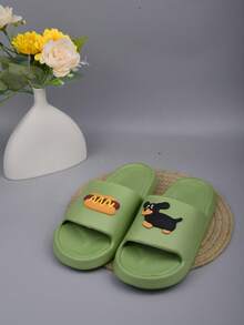 Cute Slippers For Women, Indoor Home Slippers, Thick Non-Slip Sole, Versatile & Comfortable, Sausage Dog Pattern, Suitable For Indoor, Outdoor, Portable Use - Green - View 2
