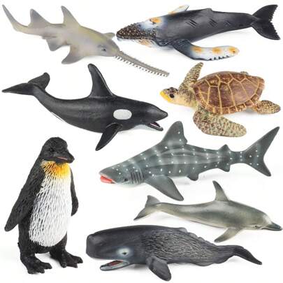 1pc Simulation Mini Ocean Animal Model Turtle, Killer Whale, Dolphin, Whale, Whale Shark, Children's Cognitive Education Toy, Ocean Underwater World Theme Party Decoration Ornament ﻿