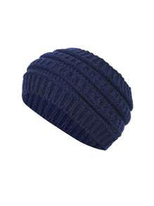 Damen Herbst/Winter Polyester Lässig einfarbige Strick Pferdeschwanz Beanie Mütze, einfach und modisch