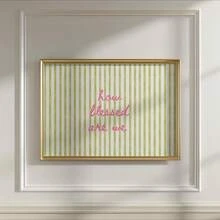 1 幅绿色和粉色彩色基督教壁画，我们如何敬虔印刷帆布画，绿色条纹海报，可爱少女装饰，卧室客厅公寓宿舍房间装饰，送给她的礼物，无框或带框 - 彩色 - 查看 3