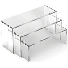 3/6/9 件装亚克力展示架，加厚矩形展示架，适用于商家活动，可用于展示纸杯蛋糕、香水等。 - 無色 - 查看 10