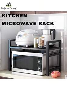 LIPETY Expandable Microwave Stand Countertop 16.5-20" Stretchable 75kg Load Microwave Stand Steel Oven Rack For Kitchen,Microwave Stand With Storage Kitchen Utensils Tableware Storage,Over ,Kitchen Storage Rack - Black - View 1