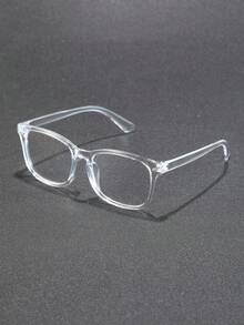 1-2 Pairs Men's Plastic Geometric Full Frame Classic Modern Minimalist Style Versatile Casual Basic Transparent Glasses, Suitable For Street Photography, Office Attire, Back To School, Driving, Daily Life, Phone Decoration - Clear - View 13
