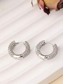 1 件/2 件时尚全锆石圆形耳环，女士优雅耳环，中性简约高端耳环，沙特国庆节礼物，万圣节珠宝，圣诞节礼物<厂家直销>