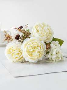 1pc/3pcs 12inch Romantic Silk Peony& Hydrangea Bouquet Artificial Flowers Centerpieces,Plastic Flowers Handheld Flower Arrangement For Wedding/Home/Bedroom/Living Room/Table Decoration/Bride's Bouquet/Wedding Decorations/Fall Decor ﻿ - White - View 4