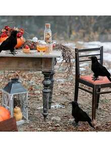 6 件/1 件逼真的黑乌鸦羽毛动物万圣节道具装饰，室内室外怪异黑乌鸦装饰家居装饰万圣节装饰秋季装饰房间装饰 - 彩色 - 查看 7