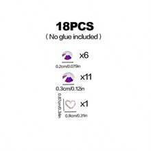 18pcs Butterfly & Rhinestone Colorful Tooth Jewelry Set, Cute Y2K Super Shiny Tooth Accessories For Daily, Party, Holiday, Unisex (No Glue Included) - 18PC Colorful Love - View 3