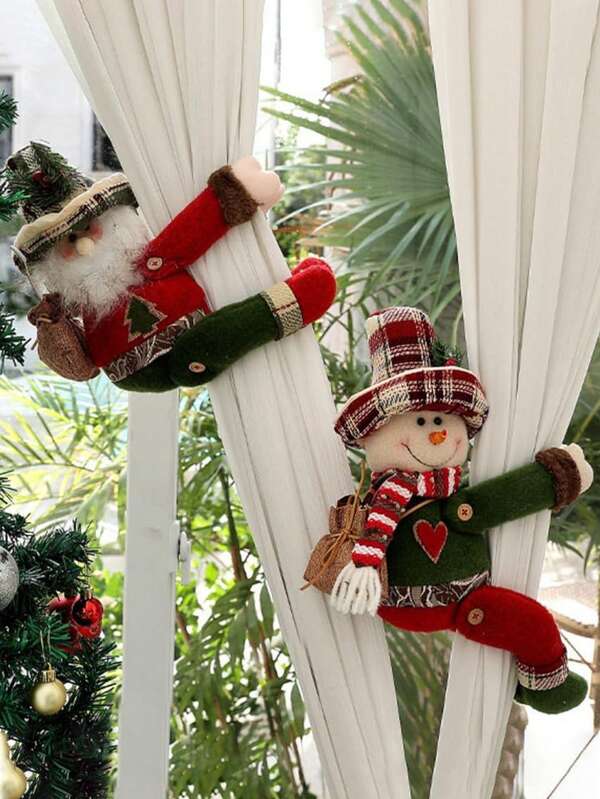 1 pieza Hebilla grande de cortina navideña Decoraciones de ventana navideñas Gancho de cortina con dibujos animados para sala de estar, dormitorio, festividad, decoración del hogar (Muñeco de nieve, reno, Papá Noel) Decoraciones navideñas Decoración navideña Decoraciones navideñas Decoración de habitación del hogar