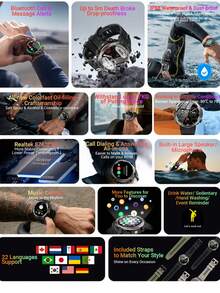 BLACKVIEW Smart Watch W50 Pro Global Version 1.45-Inch Super-Clear Display & Largest 960mAh Battery 360*360 Resolution Super-Bright LED Flashlight GoMore Sleep Tracking Algorithms Supports 22 Languages High-Quality Separate Wireless BT Calling Compatible With IOS/Android - Black - View 3