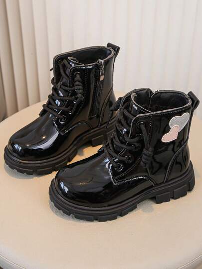 1 Pair Children Girls' Cute & Fashionable Boots, Warm Academy Outdoor Boots, Infant Casual Boots, Suitable For All Seasons