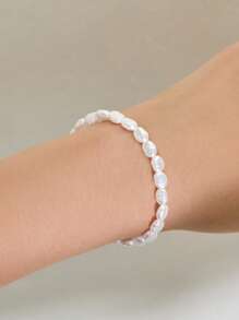 1pc Fashionable And Simple Personalized Asymmetrical Faux Pearl Women's Bracelet Banquet Party Date Daily Wear Gift