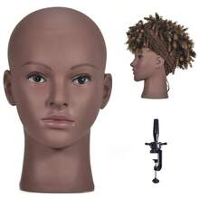 AAfro Cosmetology Mannequin Head Bald Manikin For Wigs Making Wig Display Hat And Glasses Display With Free Clamp4331 - 非洲式 - 查看 1