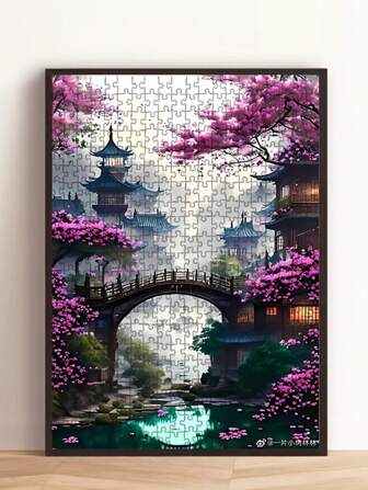 1000 片中国传统建筑拼图 - 大尺寸 50.04x70.1 厘米，优质厚实耐用的纸片，中级技能水平，便携式矩形艺术装饰，无框，DIY 爱好者的理想选择，生日、圣诞节、万圣节、感恩节的绝佳礼物