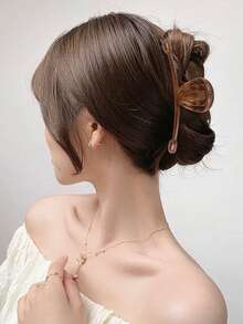 1 件新款复古法式木质大发爪适合梳理法式时尚发饰，适合日常旅行、聚会和返校佩戴动物发夹时尚发爪夹秋季配饰 - 彩色 - 查看 8