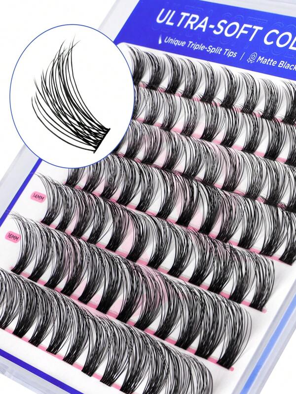 77Pcs Bepholan Lash Clusters, Individual Cluster Lashes, 10-16mm C Curl DIY Eyelash Extension Super Thin Band Resuable Soft Glue Bonded Lash Extensions (PJSD727-84B)
