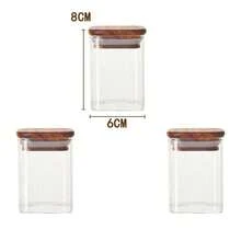 Hũ thủy tinh vuông nhỏ sang trọng đựng gia vị lưu trữ nhà bếp Hũ đựng gia vị kín khí Hũ đựng gia vị borosilicate cao cấp - Hũ gỗ keo vuông nắp kín - Xem 15