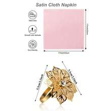 12pcs Gold Flower Napkin Rings & 12pcs Rose Gold Napkin Rings Set, Suitable For Wedding, Party, Ball, Event, Outdoor, Daily, Anniversary, Celebration Table Decor - Multicolor - View 5