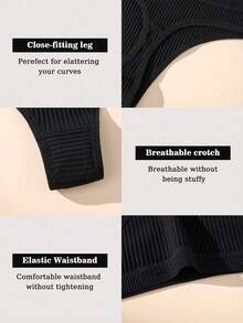 14-Pack Simple Ribbed Women's Underwear Cotton Soft And Comfortable Sexy Thong, Fashionable Solid Color Women's Underwear, XS-XL Size Optional, Spring And Summer Low Waist Seamless Women's Sexy Shorts, Bikini Underwear - 彩色 - 查看 10