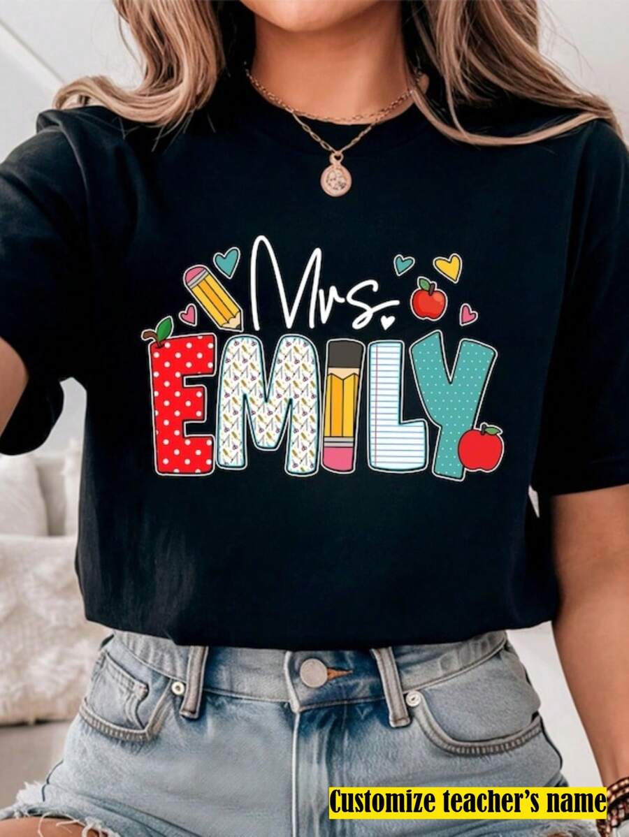 1pc Custom Teacher Shirt, Teacher Name Shirt, Teacher Gifts Personalized, Teacher Appreciation Gifts, Back To School Shirt, Gift For Teacher