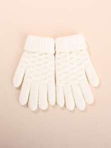 1 para dziecięcych dzianinowych rękawiczek z klapką, ciepłe, dzianinowe rękawiczki z podszewką dla chłopców i dziewcząt na jesień/zimę, studenckie, odporne na zimno, pięciopalczaste rękawiczki