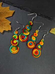 2 Paar bunte bohemische Regenbogen-Ohrringe, modische gewebte unisex Paar-Ohrringe, geeignet für den Alltag, Festivals, Schulanfang, Weihnachten, Paar-Schmuck (Zufallsfarbe)