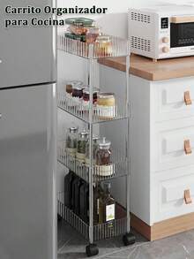 LHChan 4 Niveles Carrito Organizador con Ruedas, Carrito Auxiliar Acrílico Transparente para Baño, Estante de Almacenamiento Estrecho, Carro de Almacenaje Delgado para Cocina, Oficina, Lavandería - 1 - Ver 2