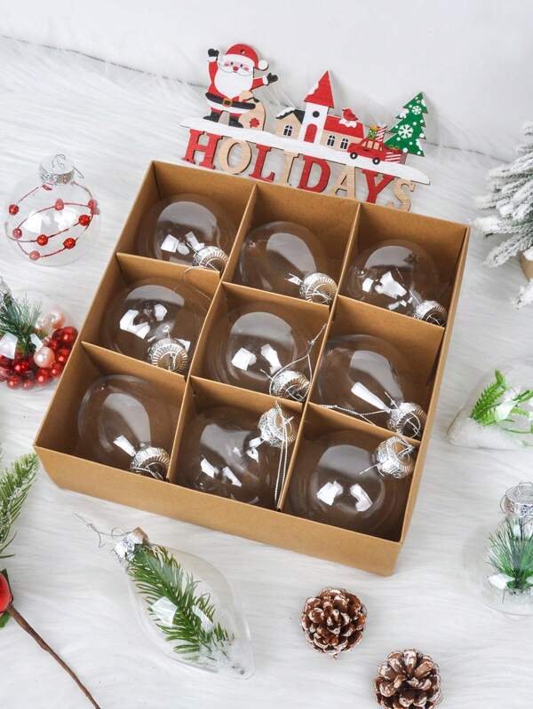 9PCS Shatterproof Christmas Balls Shining Hanging Christmas Balls Christmas Trees Wedding Holiday Party Decoration