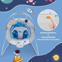 Portable Baby Bouncer For Infant,Modern Baby Bouncer Seat,Infant Bouncers With Music For Babies 0-6 Months Up To 20 Lbs Lightweight For Indoor And Outdoor As Hallowee & Christmas Gifts - 藍色 - 查看 5