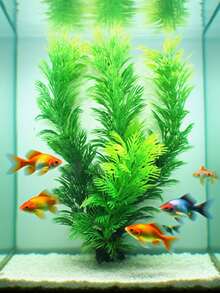 30厘米逼真水族箱装饰：绿色天鹅绒树状人造植物，适用于鱼缸 - 綠色 - 查看 1