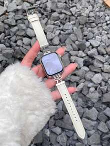 1 Pc Leather Loop Thin Compatible With Apple Watch Band For Women 38mm 40mm 41mm 42mm 44mm 45mm 46mm 49mm , Bands Compatible With Apple Watch Strap Series Ultra 10/9/8/7/6/5/4/3/2 - White - View 7