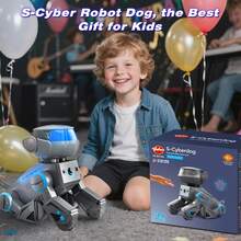Robot Dog For Kids,Programmable Smart Robotic Dog With Multi-Color LED Eyes, Singing Dancing Rechargeable Remote Control Robot Pet Interactive Toy Christmas Gift For Boys & Girls Ages 3-8 - Grey - View 8