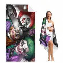WB 1/15PCS Harley Joker Villain Quinns Bath Towel Beach Towel Female Silk Printed Long Skirt Wrapped Bikini Covered Sunscreen Blanket