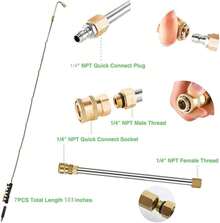 10PCS Power Washer Extension Wand Gutter Cleaner Attachment Stainless Steel Power Cleaning Device Curved Rod - 白色 - 查看 4