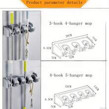 Vicloon 扫帚拖把架整洁收纳架，壁挂式收纳架，带 4 个位置 5 个挂钩，用于存放刷子拖把和扫帚工具