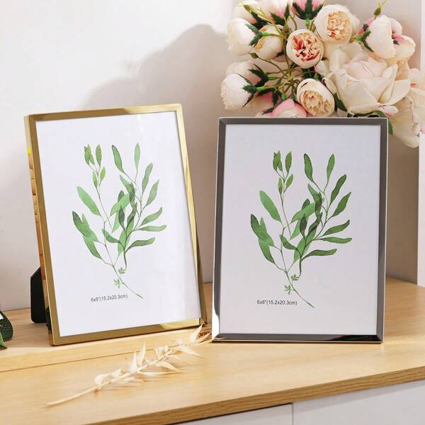 1PC Sturdy Stainless Steel Photo Frame, Desktop Display Or Wall Hanging Stylish Durable Picture Frame, Home Decor, Holiday Gift, Gold Or Silver Options1PC Sturdy Stainless Steel Photo Frame, Desktop Display Or Wall Hanging Stylish Durable Picture Frame, Home Decor, Holiday Gift, Gold Or Silver Options