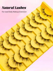 10 pares de pestañas postizas de marta negra, tallos negros delgados y suaves, efecto de extensión natural de la cola del ojo, pestañas de ojo de gato, pestañas postizas esponjosas y naturales, rizado 3D, herramientas de maquillaje de extensión de pestañas postizas dramáticas y completas para principiantes, agrandar los ojos de forma natural, adecuadas para el trabajo, fiestas, citas y festivales, pestañas postizas reutilizables