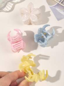 4 件波西米亚风格柔和大理石纹理花朵发夹，简约甜美发饰，适合度假花朵爪夹秋季配饰秋冬 - 彩色 - 查看 4