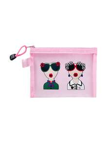 1pc Multi-Color Mesh Bag With Creative Goddess Head Pattern, Charger Storage Bag, Lightweight, Large Capacity, Multi-Function Storage Bag, Travel Toiletry Bag, Suitable For Beach, Vacation, Travel, Picnic, Dating, Practical Digital Bag, Women'S Cosmetic Bag, Student Stationery Bag, Family Medicine Bag, Small Accessories Bag, Suitable For Gift Giving, Back To School Essential, Dormitory Storage - Multicolor - View 12