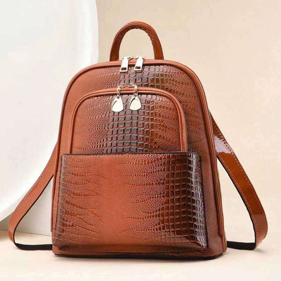 Women Fashion Backpacks - 土黃 - 查看 1