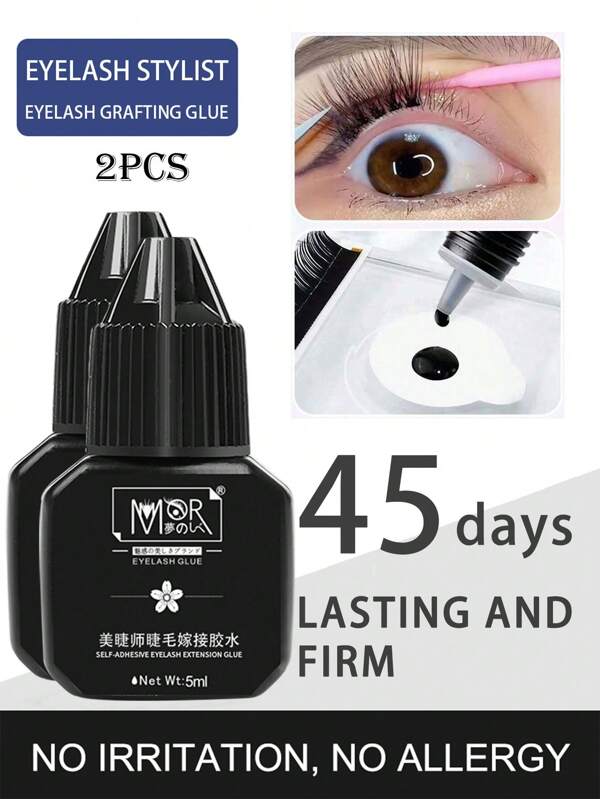 5ml Personal Eyelash Gel, Lasting And Tasteless, Waterproof Eyelash Extension Gel - Lasting For 45 Days, Tasteless, Non Irritating, Anti Allergy Formula - Very Suitable For Home Use, Fast Drying Strong Eyelash Gel, Long-Lasting DIY Eyelash Gel Lash Glue, Eyelash Glue