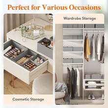 12 件装抽屉整理器、梳妆台内衣抽屉整理器、可折叠布艺衣柜整理器、储物抽屉隔板、宿舍必需品衣服、袜子、毛巾、领带浅灰色 - 灰色 - 查看 8