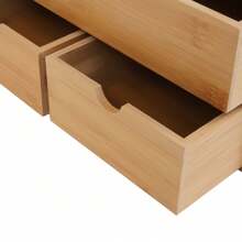 YUNRUX Desk Organizer Bamboo With 3 Drawers, Drawer Organizer Office Storage Box Drawer Box Natural 30x19x20cm