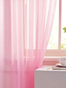 2 件现代透明纯色窗帘，半透明薄纱窗帘，顶部悬挂杆，轻盈透气，滤光，适用于客厅、花园、卧室、厨房、门帘