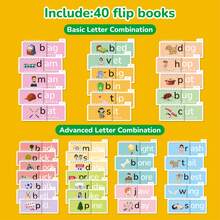 Read And Rhyme Flip Book, Word Family Flash Cards Learn To Read Phonics, Word Building Activity Book Educational Game For Classroom & Homeschool Supplies Must Have - Multicolor - View 7